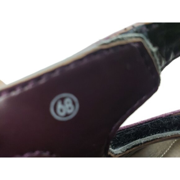 Earth Serano Prune Leather Heels Triple Strap Mary Jane Zip Womens Size 6 B - Picture 7 of 9